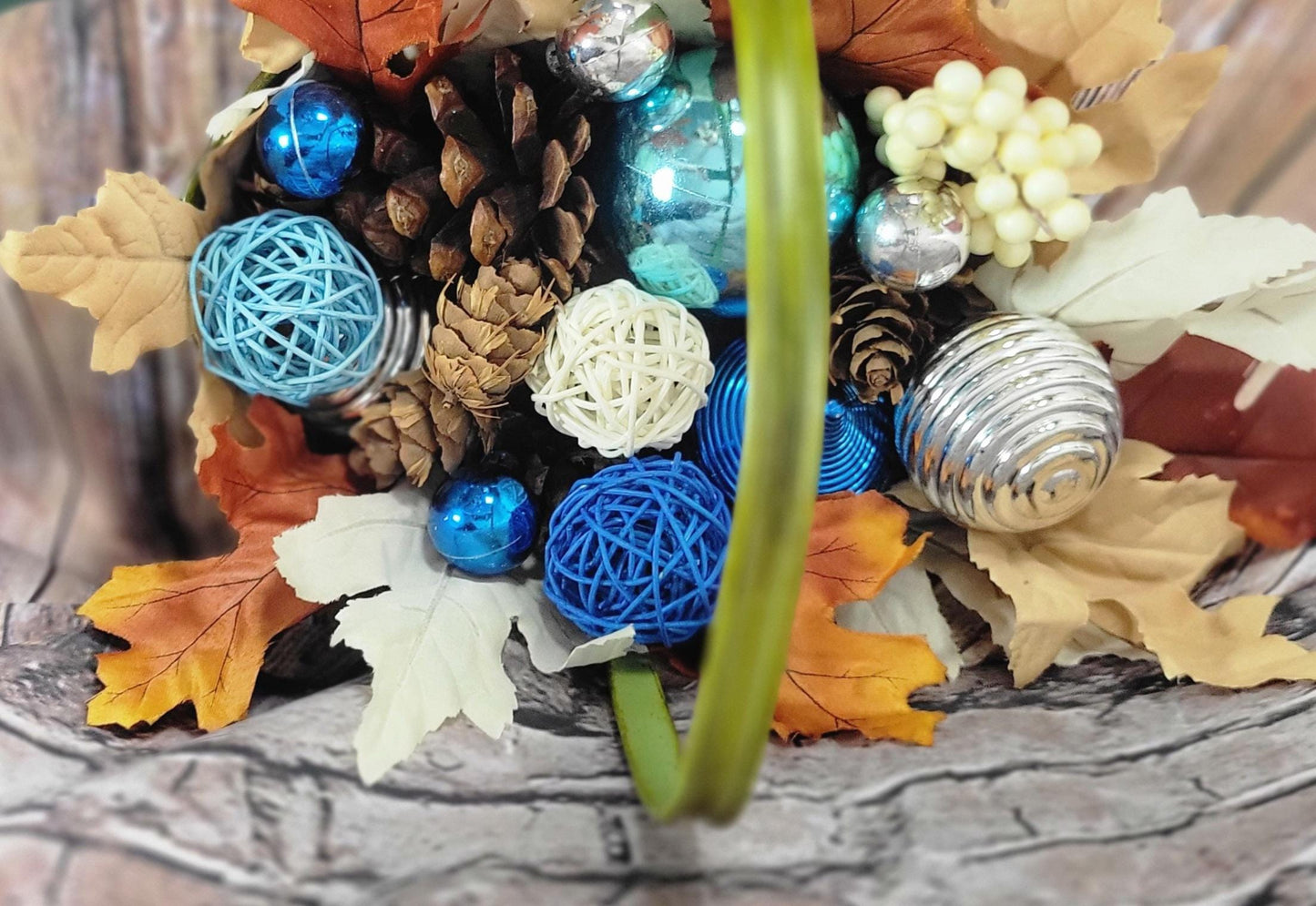 Fall Autumn table decor decorative basket centerpiece hand crafted