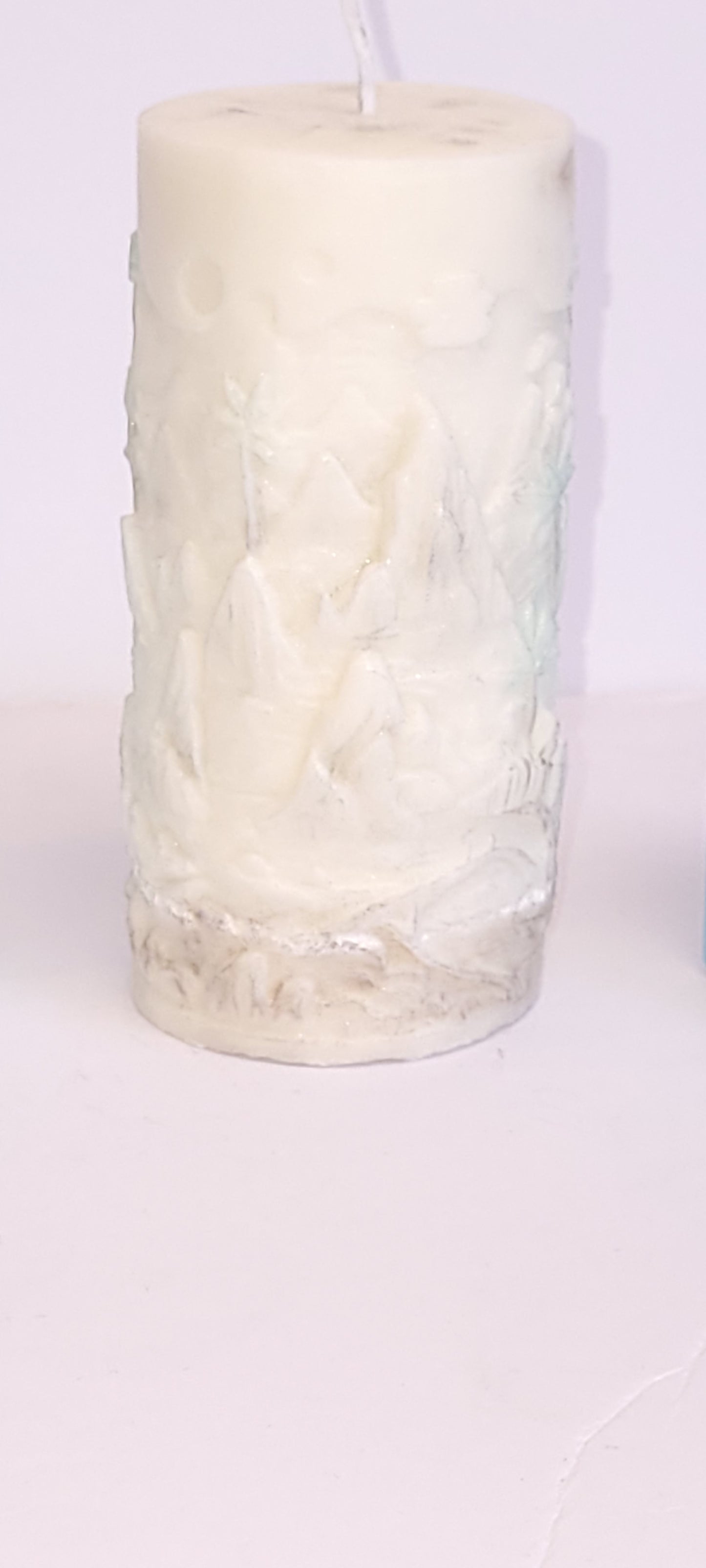 Artisan handpoured soy wax landscape pillar candle | Crisp Clean Woodsy Scent | The Misty Summit
