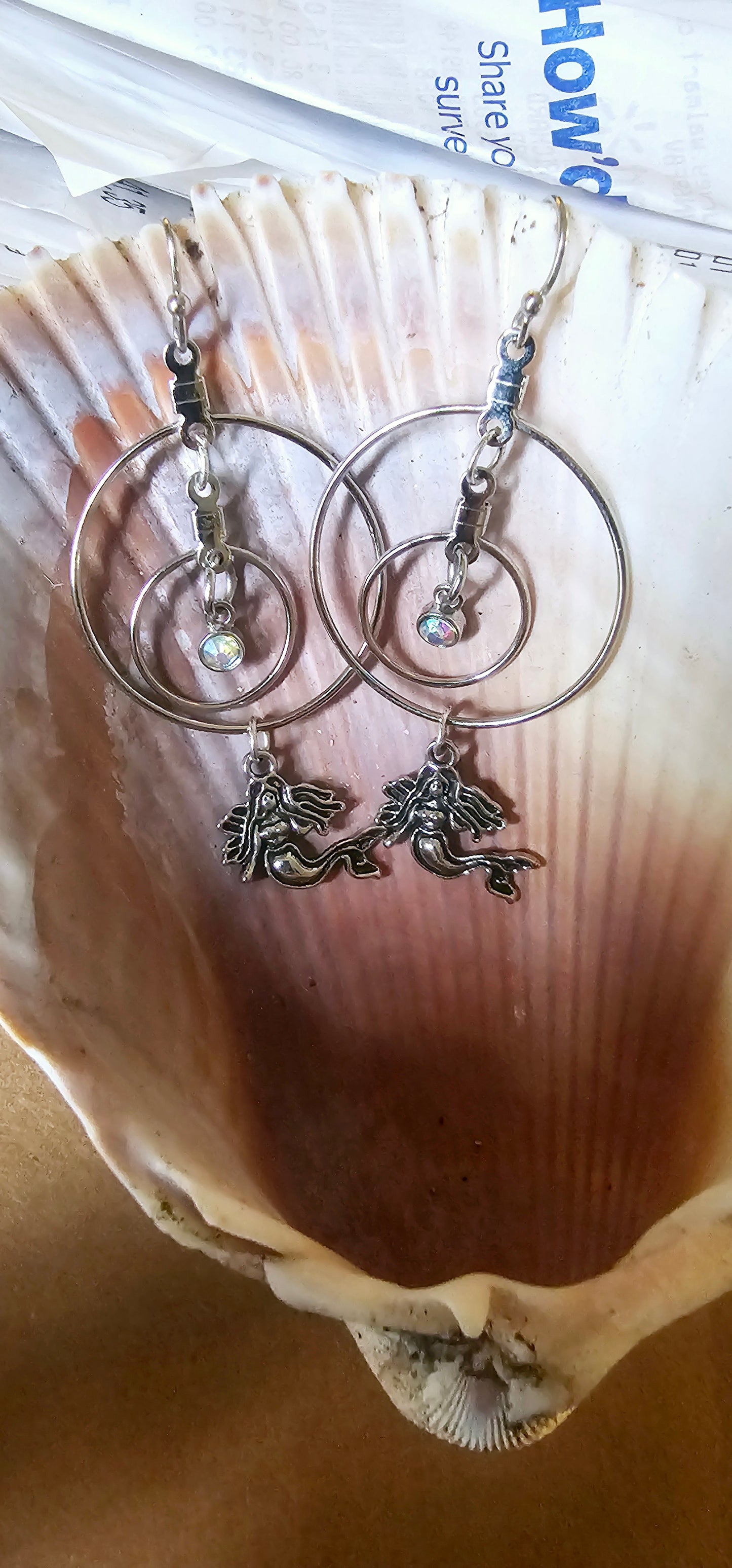 Multi-hoop dangle earrings | Mermaid charm