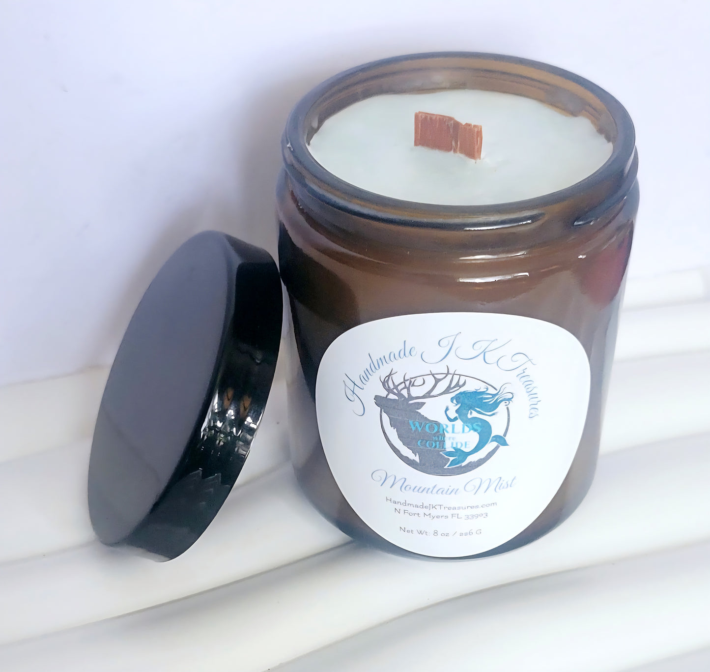 Elk Pillar Vegan Soy Wax Candle Mountain Mist 8 OZ