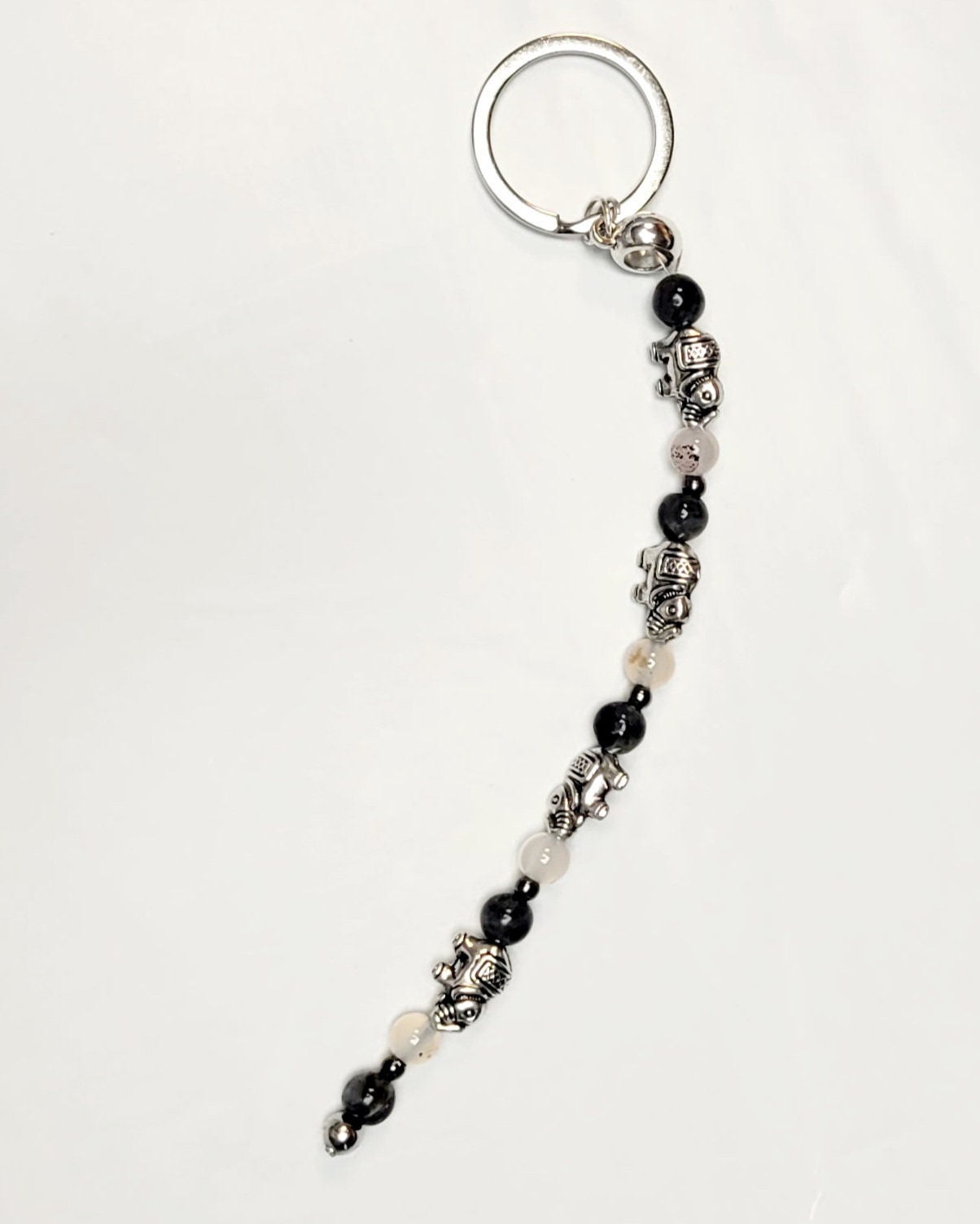 Handmade beaded elephant keychain