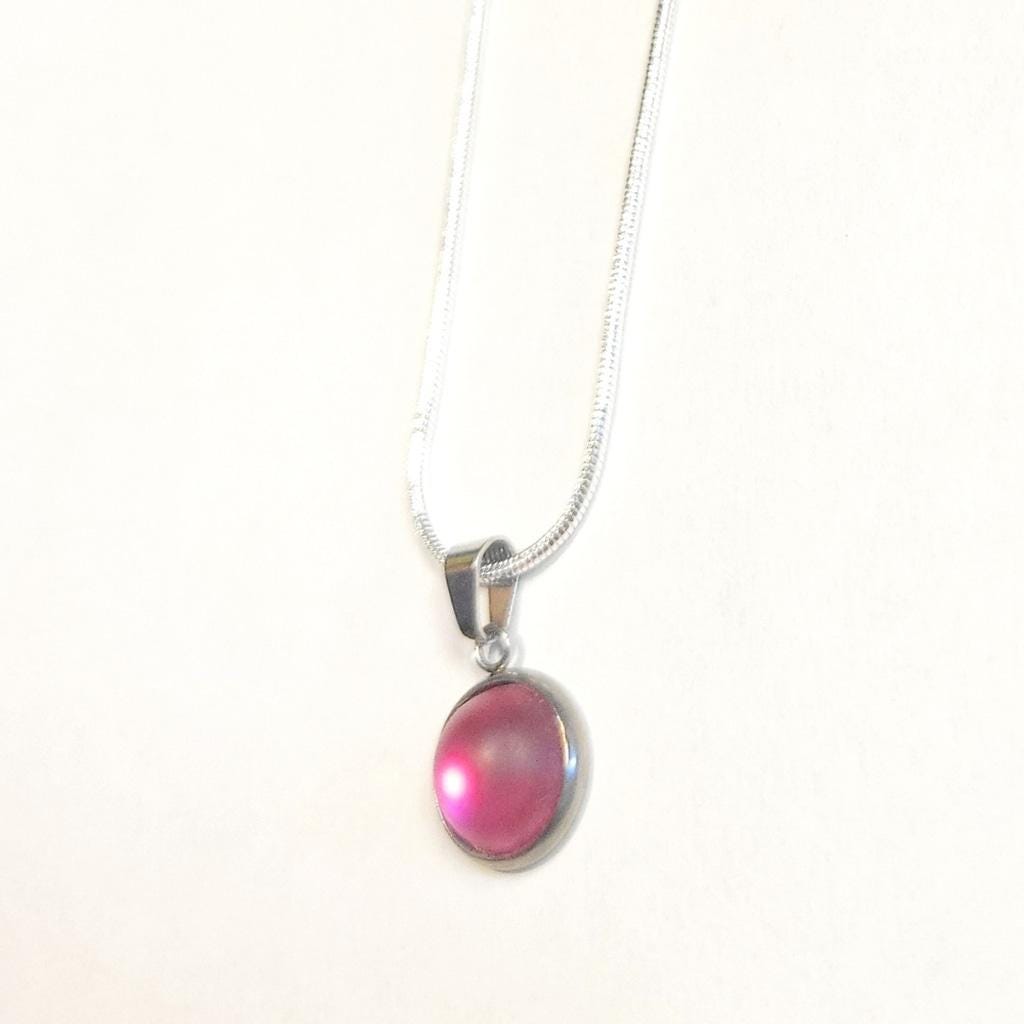 Purple crystal Sea Glass rhinestone 925 stamped sterling silver necklace