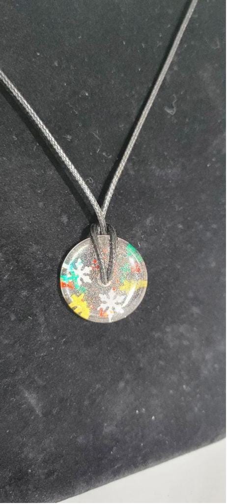 Hand crafted Christmas resin medallion necklace