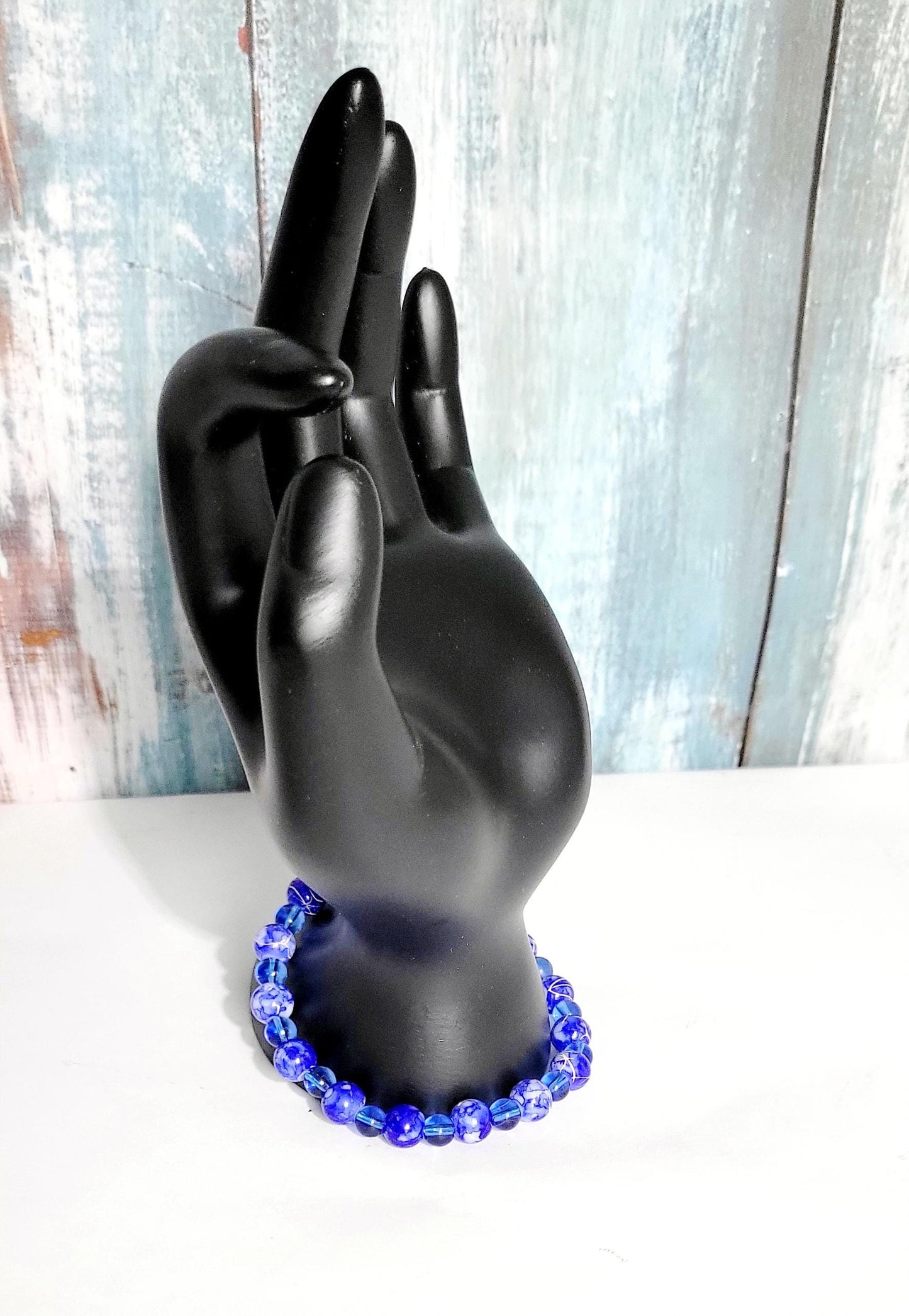 Blue Beaded Bracelet: Acrylic & Translucent Glass