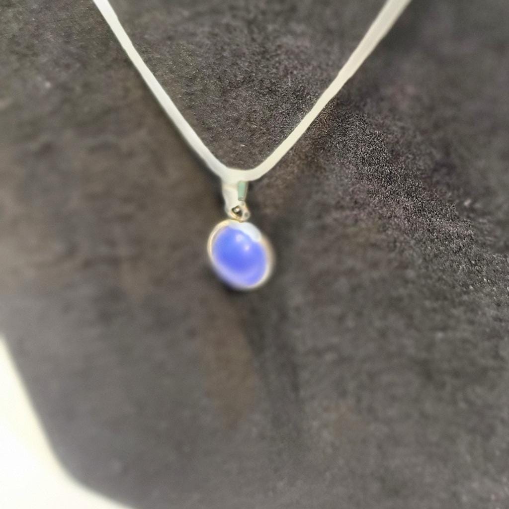 Dark blue crystal sea glass rhinestone 925 stamped sterling silver necklace