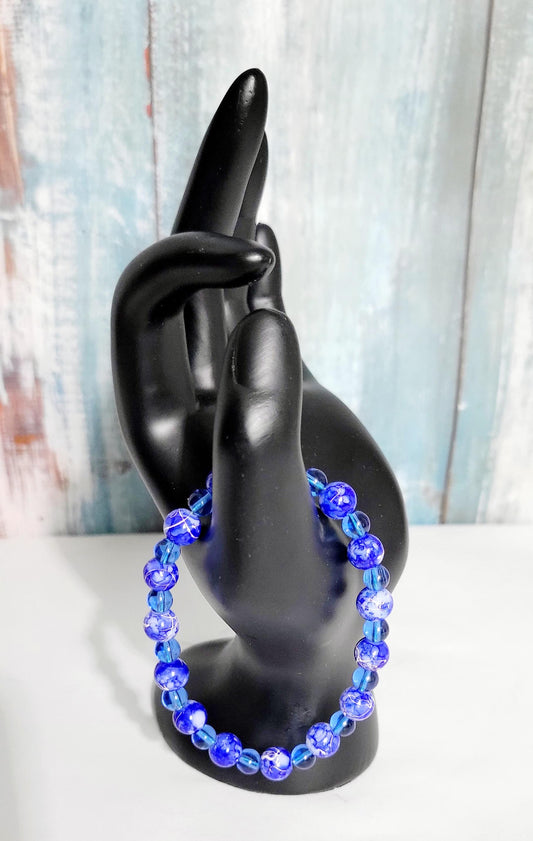 Blue Beaded Bracelet: Acrylic & Translucent Glass