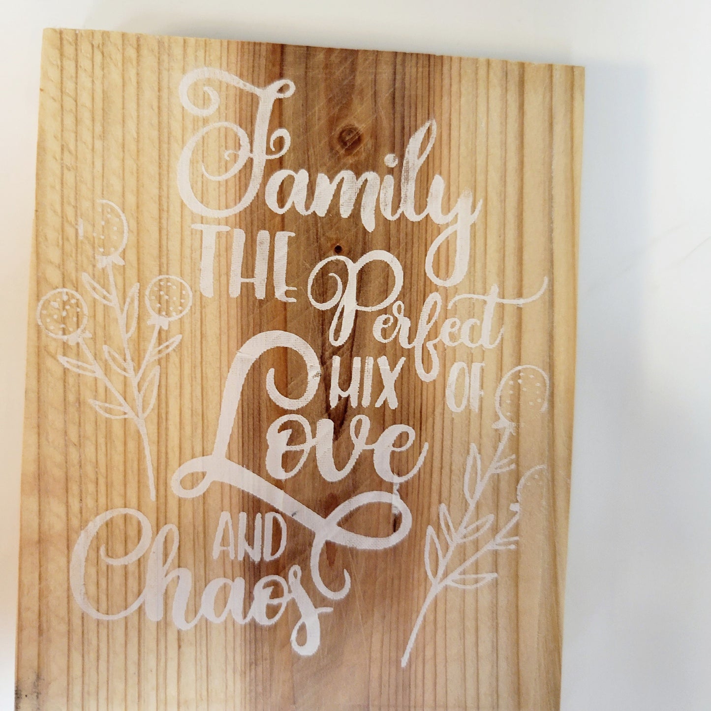 Rustic Cedar Family Sign: Love and Chaos Farmhouse Decor