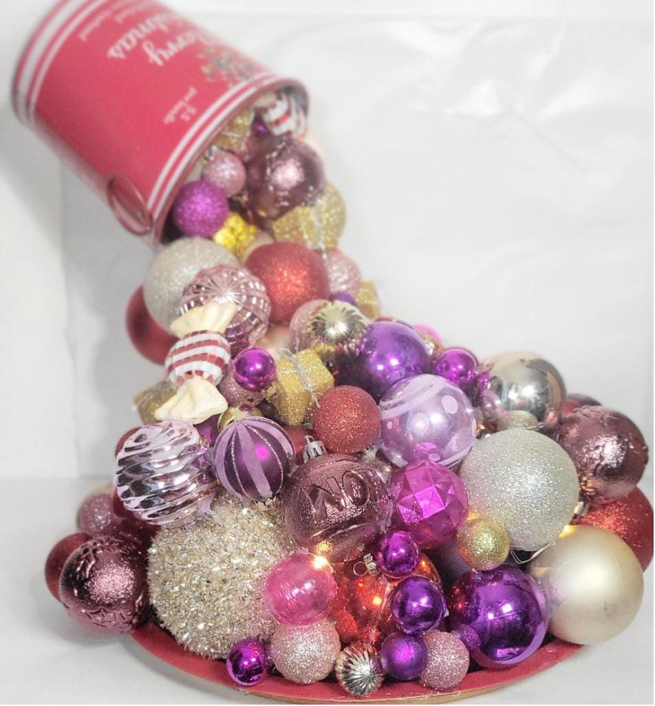 Artisanal made magical floating bucket pouring Christmas ornaments baubles