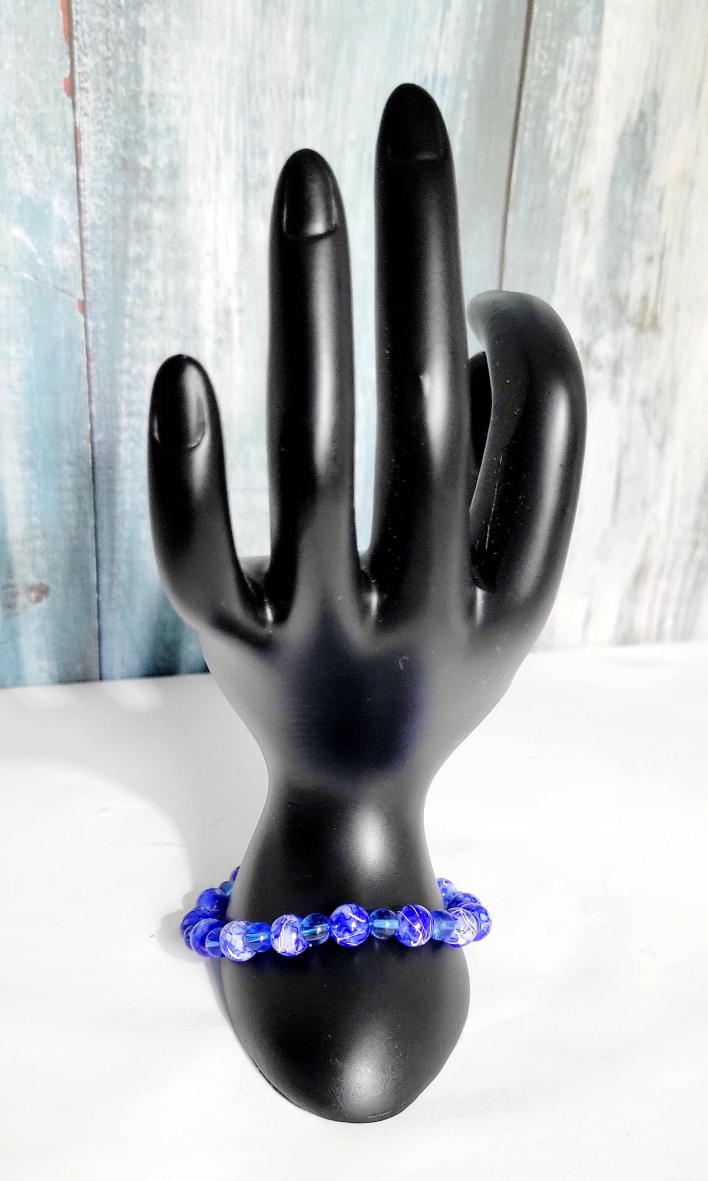 Blue Beaded Bracelet: Acrylic & Translucent Glass