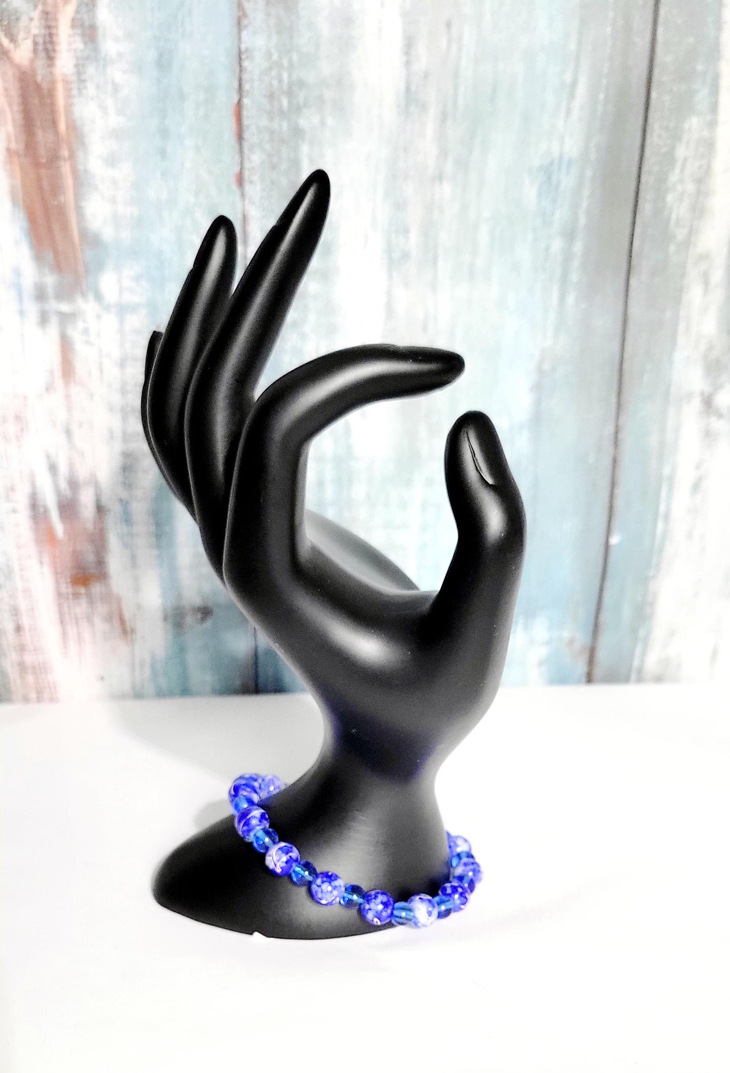 Blue Beaded Bracelet: Acrylic & Translucent Glass
