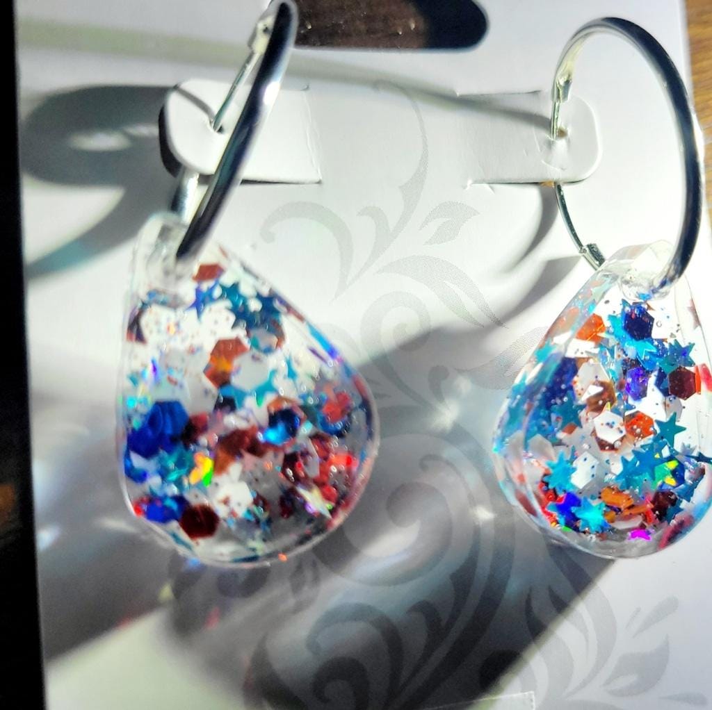 Patriotic 4th Of July Red White And Blue Teardrop Earrings