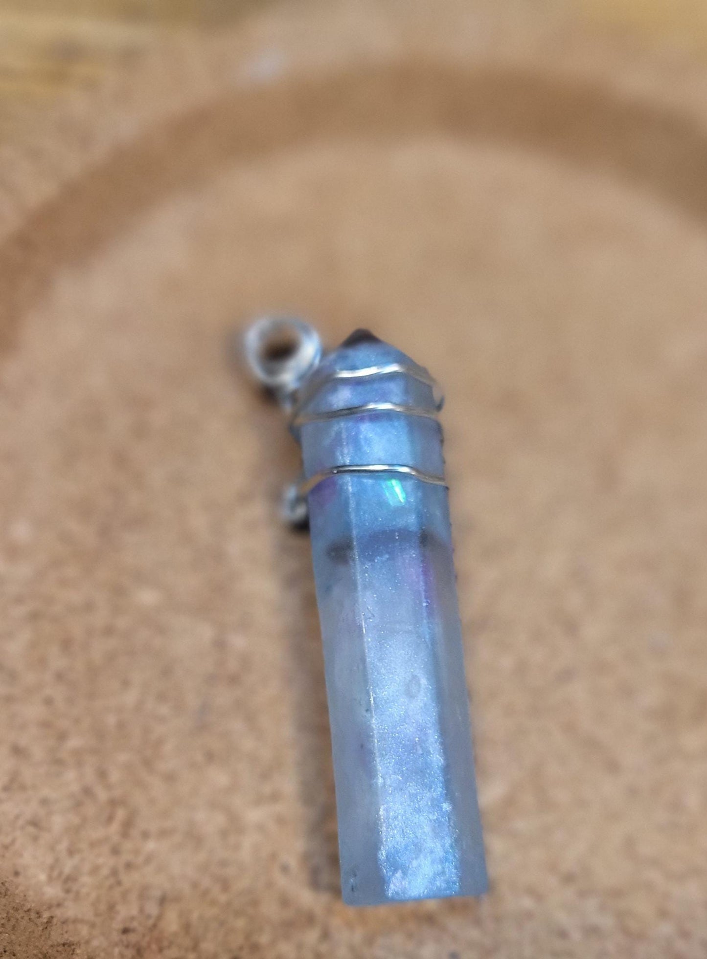 Wire wrapped Resin Crystal Shaped pendant