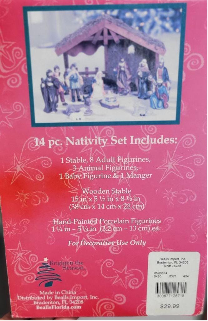 Vintage Brighten the Season 14 piece Nativity set