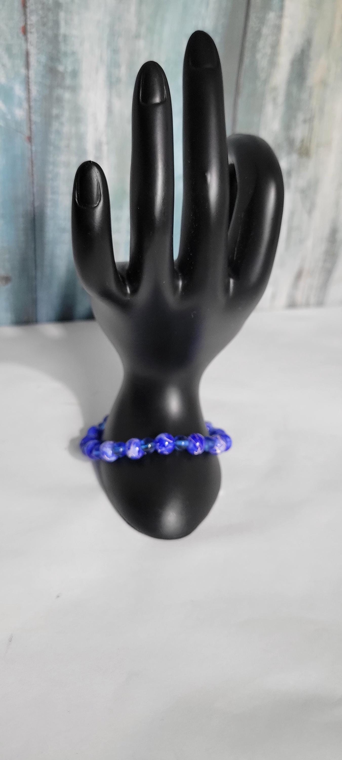 Blue Beaded Bracelet: Acrylic & Translucent Glass