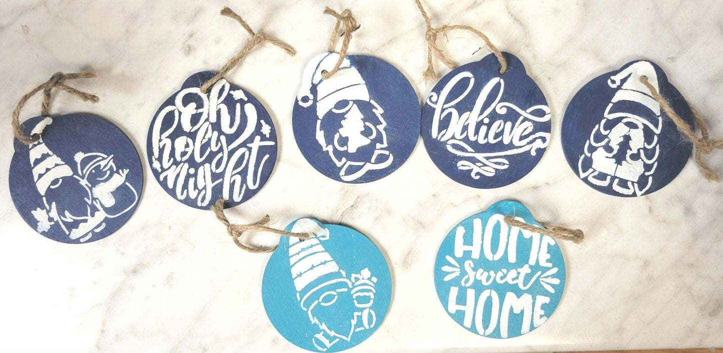 Handpainted Christmas ornaments 3" wood discs