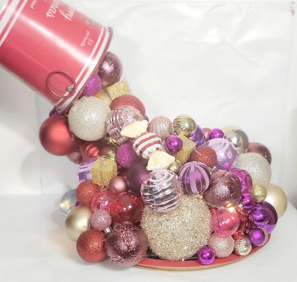 Artisanal made magical floating bucket pouring Christmas ornaments baubles