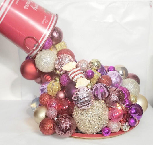 Artisanal made magical floating bucket pouring Christmas ornaments baubles