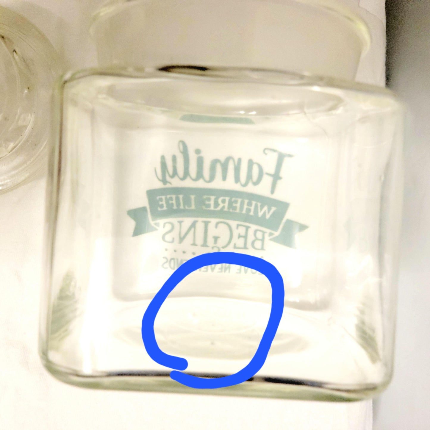 Decorative Family Quote handpainted lidded glass jar home decor canister