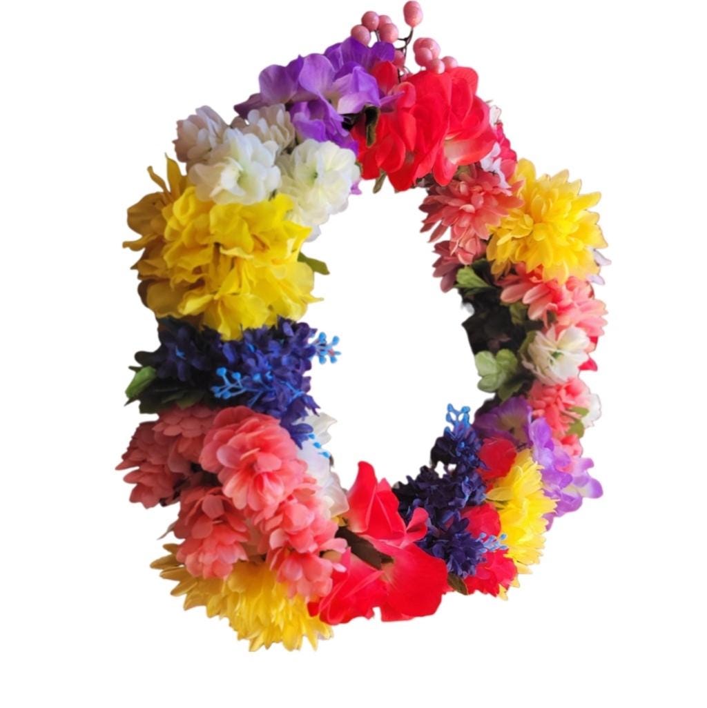 Spring Summer Vibrant Rainbow Floral Wreath