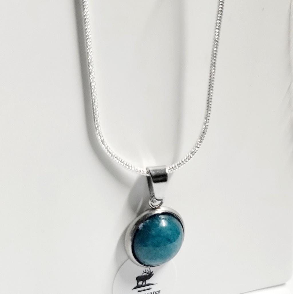 Natural Adventurine Crystal Pendant Sterling Silver Necklace