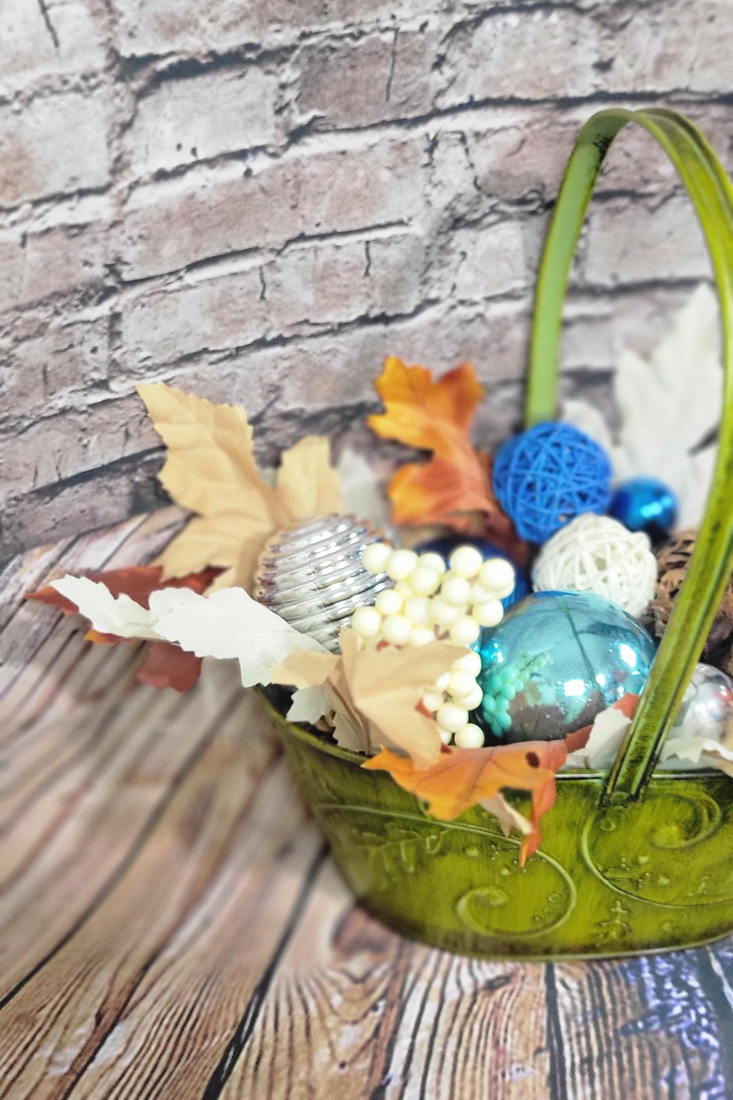 Fall Autumn table decor decorative basket  centerpiece hand crafted