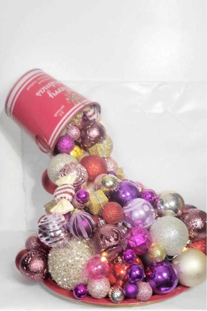 Artisanal made magical floating bucket pouring Christmas ornaments baubles
