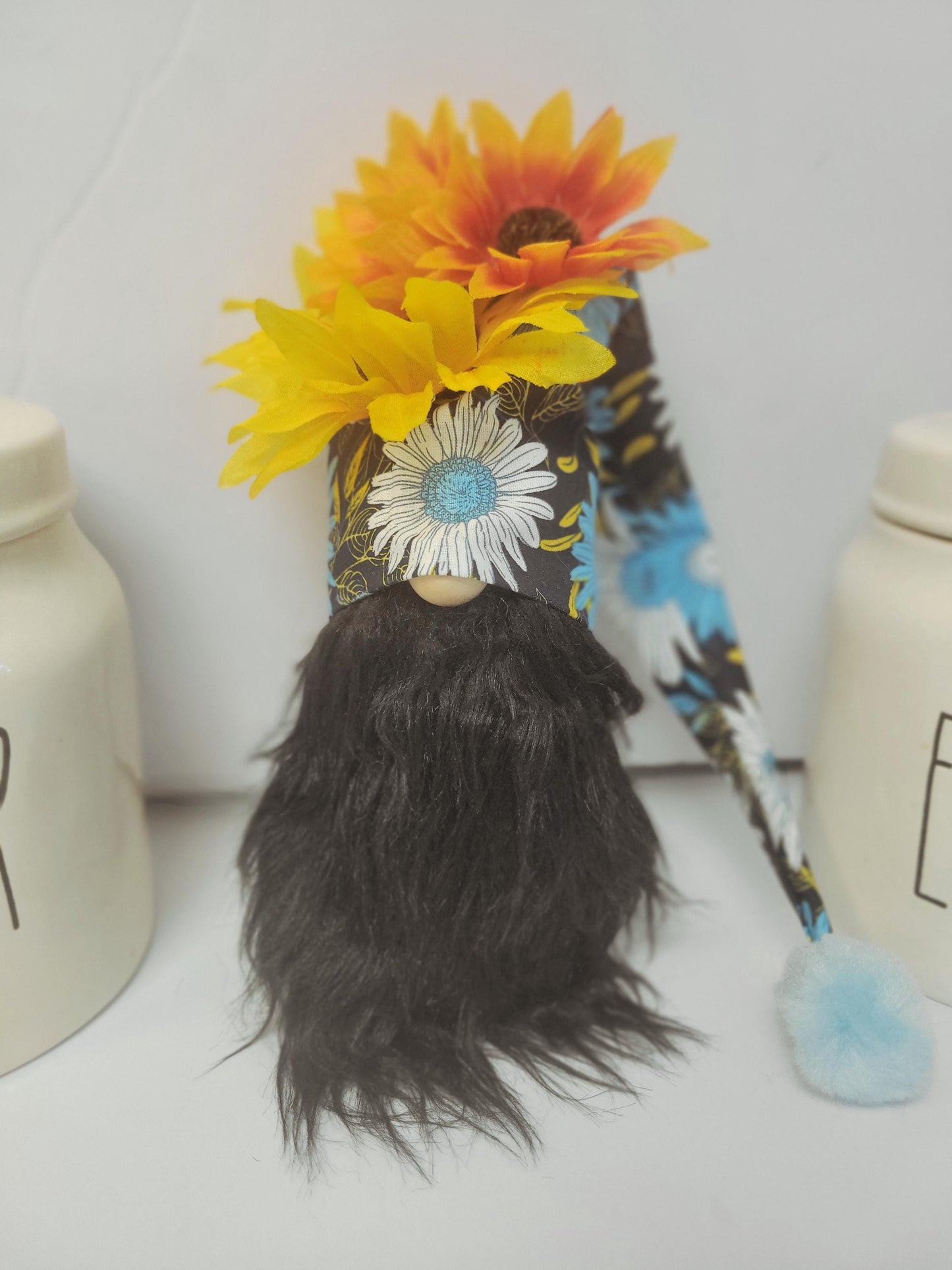 Sunflower Gnome: Handmade Farmhouse Tier Tray Decor