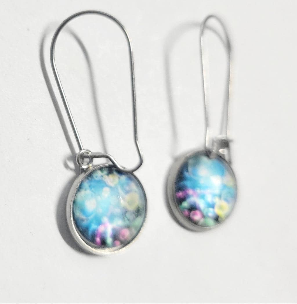 Artisan made abstract bubble latch back dangle earrings