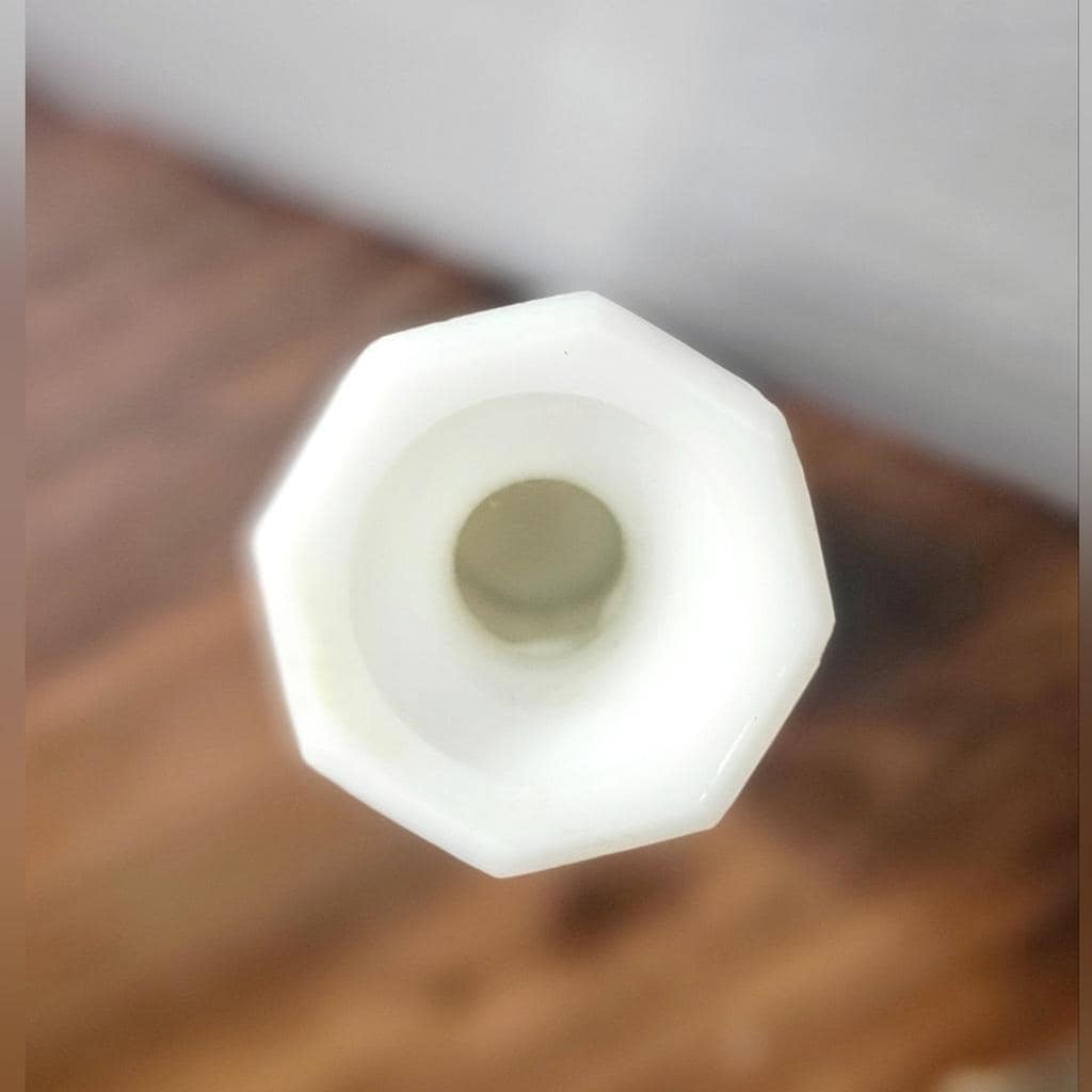 Vintage 9" Hoosier Glass Milk Bud Vase Starburst Pattern
