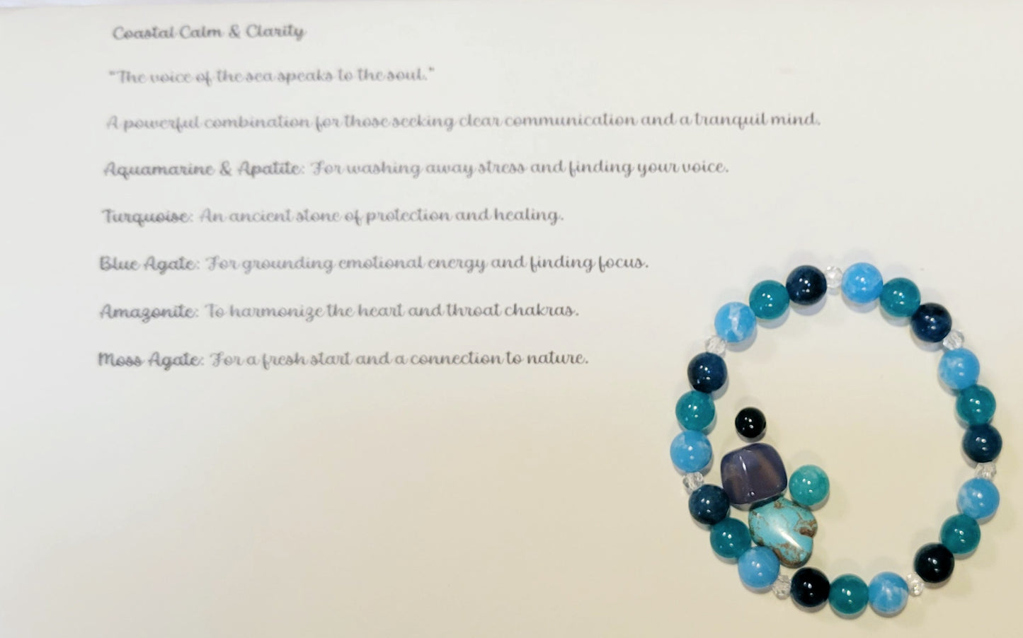 Gemstone Intention Beaded Bracelet With 4 Crystals & Intent Card| Metaphysical Healing
