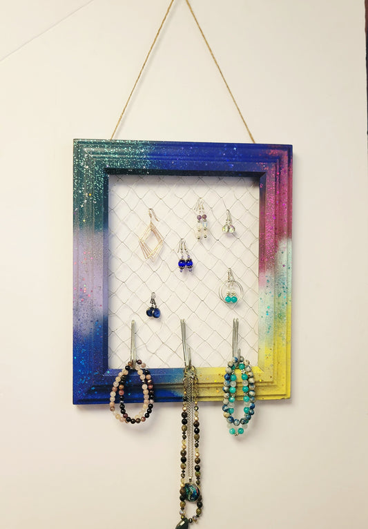 Jewelry organizer Upcycled photo frame