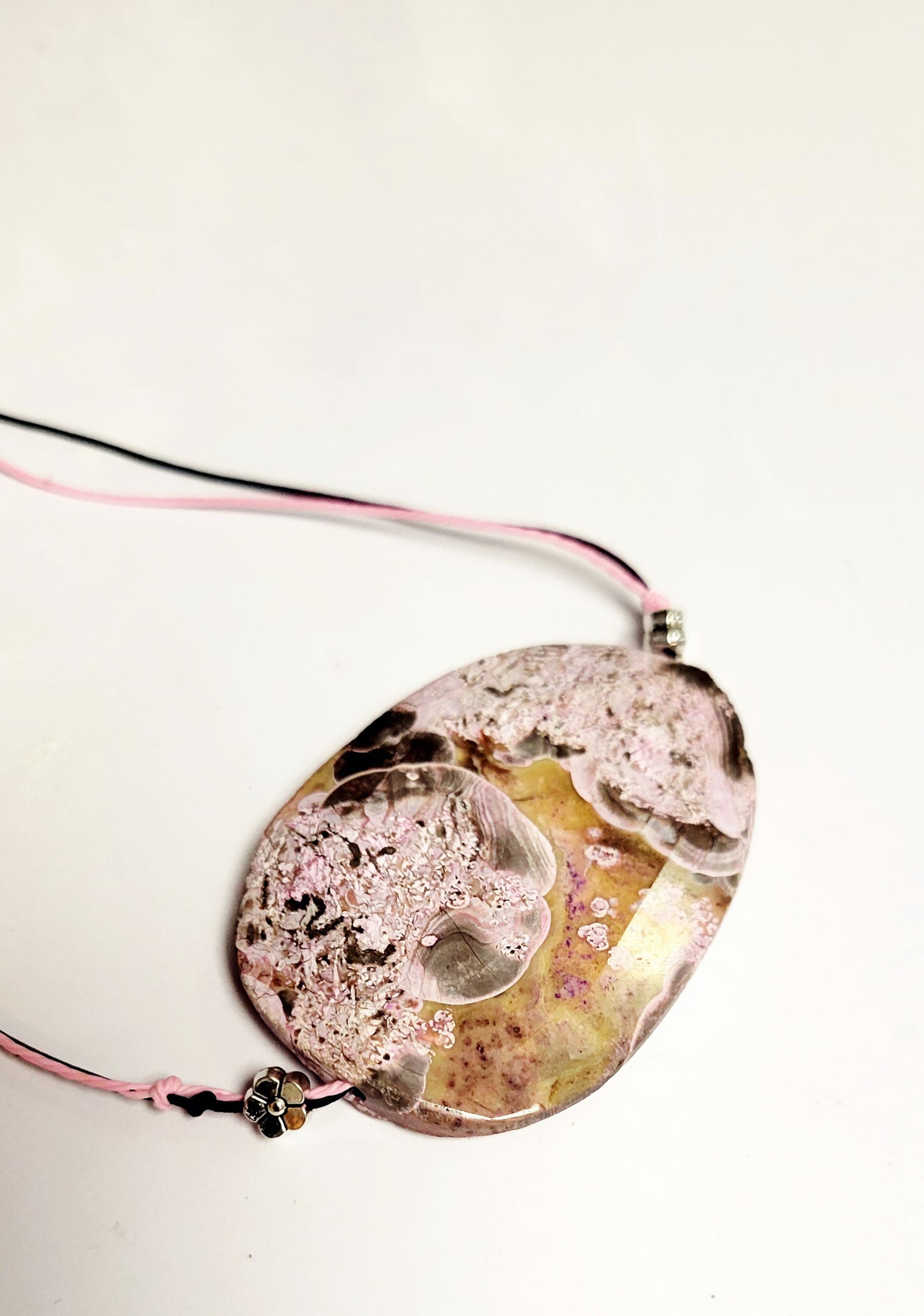 Sakura Cherry Blossom Pendant Double Corded Necklace 18"