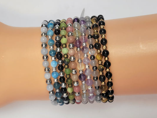 Beaded Bracelet - Natural Gemstones 4mm Dainty