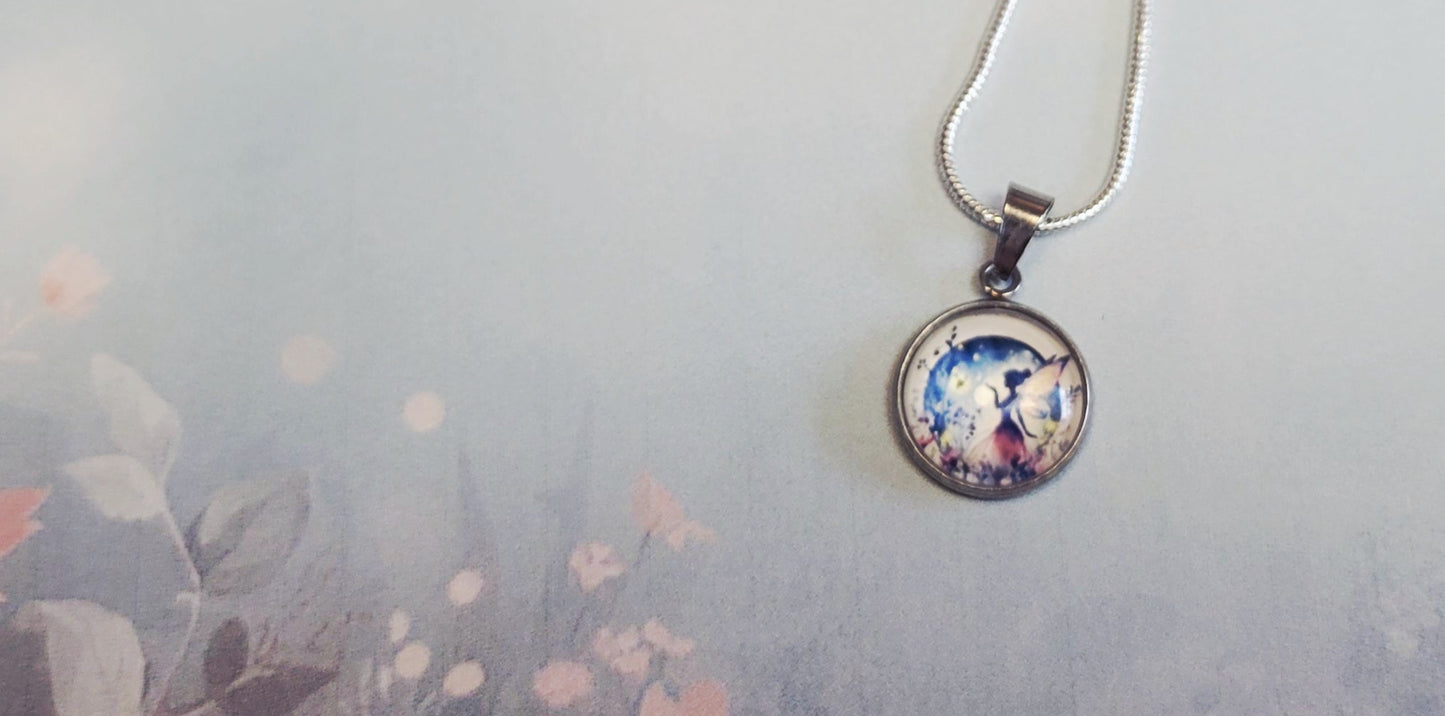 Hand crafted Fairy pendant necklace on 925 Sterling Silver chain