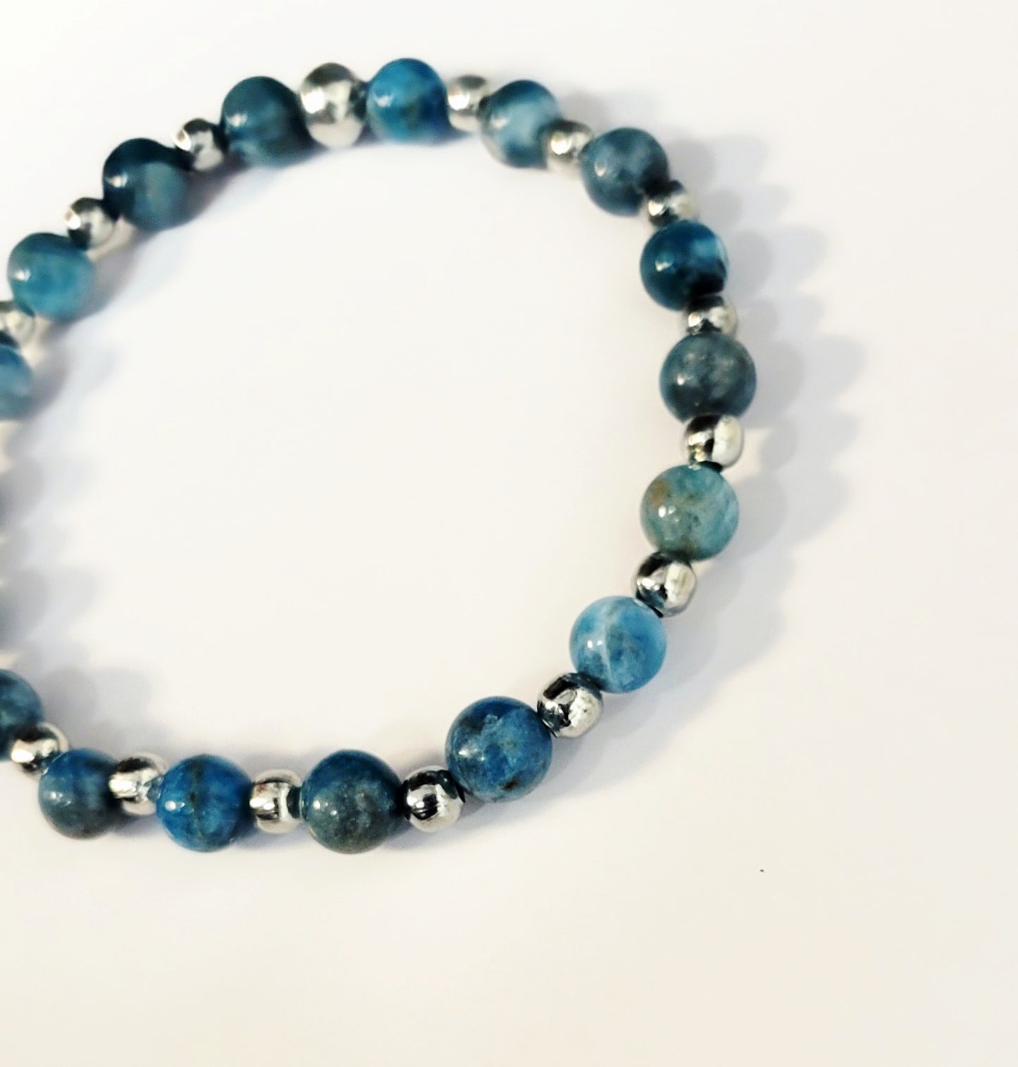 Beaded Bracelet Blue Apatite Natural gemstone 6mm dainty