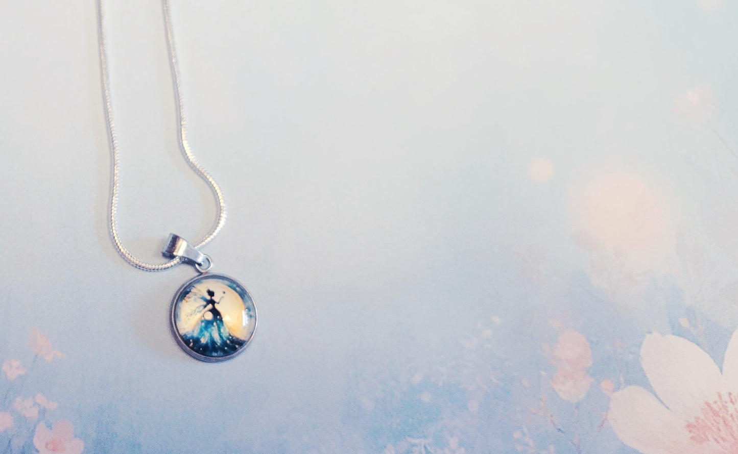 Hand crafted Fairy pendant necklace on 925 Sterling Silver chain