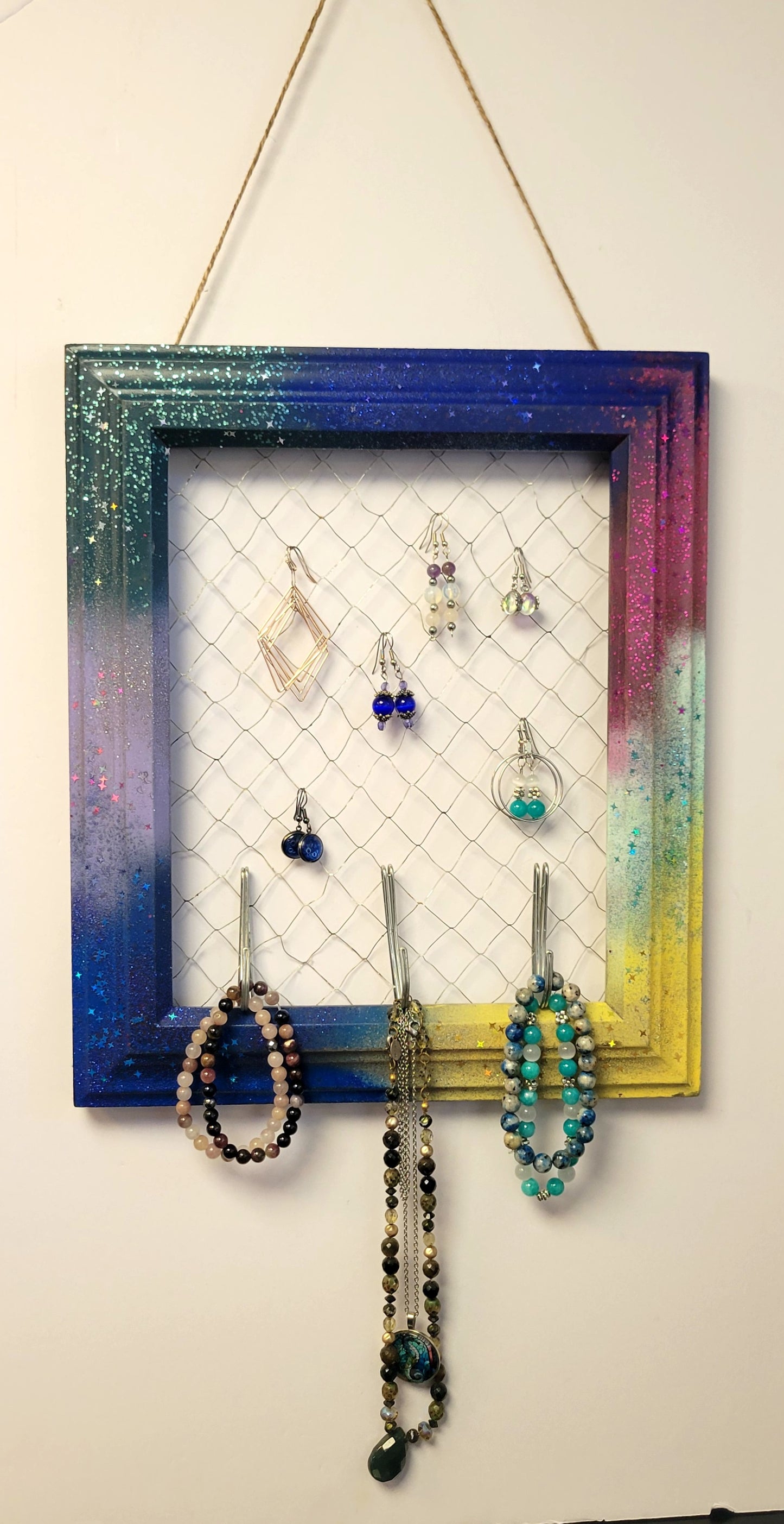 Jewelry organizer Upcycled photo frame