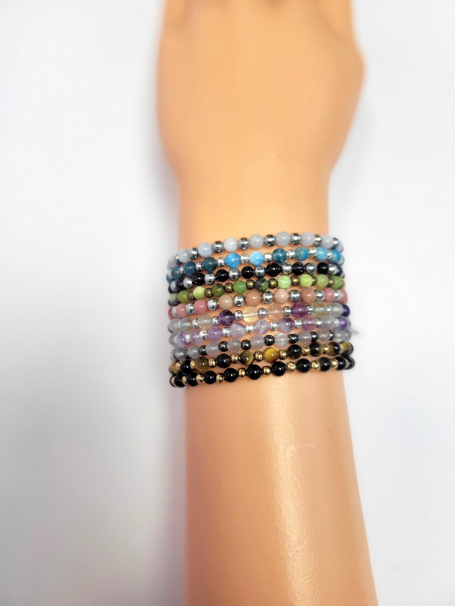 Beaded Bracelet - Natural Gemstones 4mm Dainty
