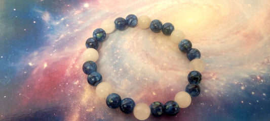 Dragon blue vein clear Quartz beaded bracelet