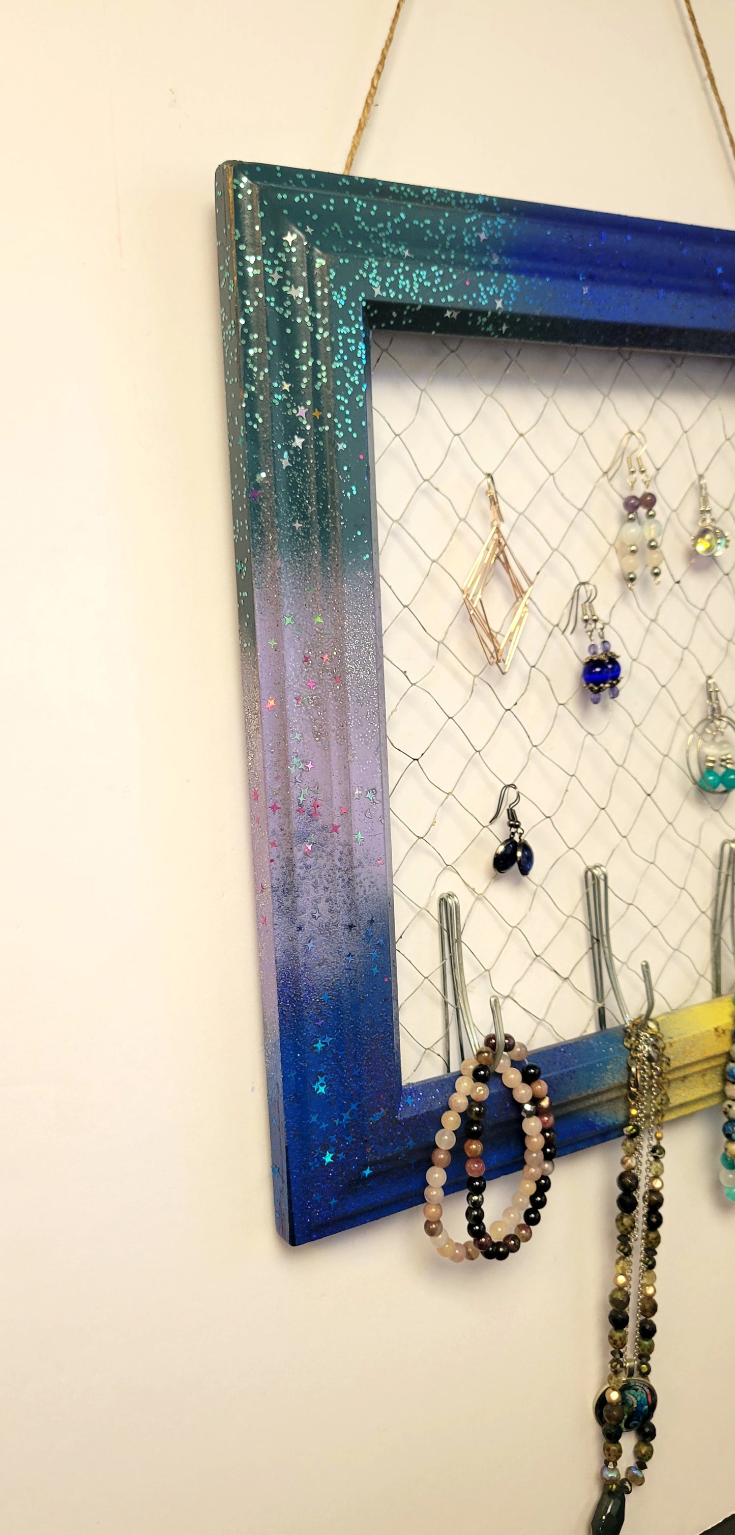 Jewelry organizer Upcycled photo frame