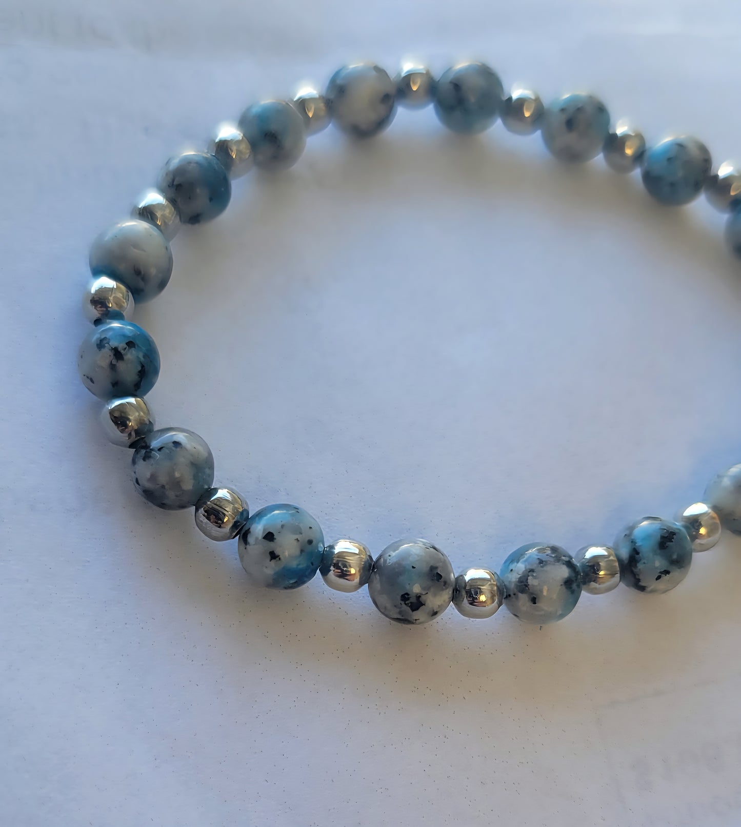 Beaded Bracelet K2 Jasper/Raindrop Azurite 6mm dainty
