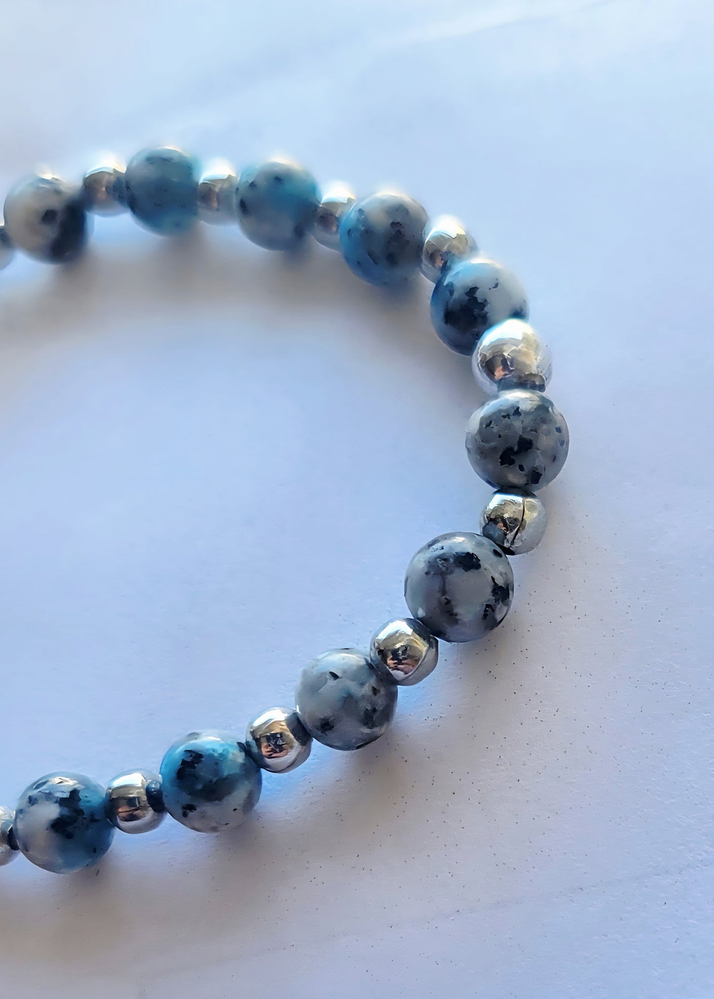 Beaded Bracelet K2 Jasper/Raindrop Azurite 6mm dainty