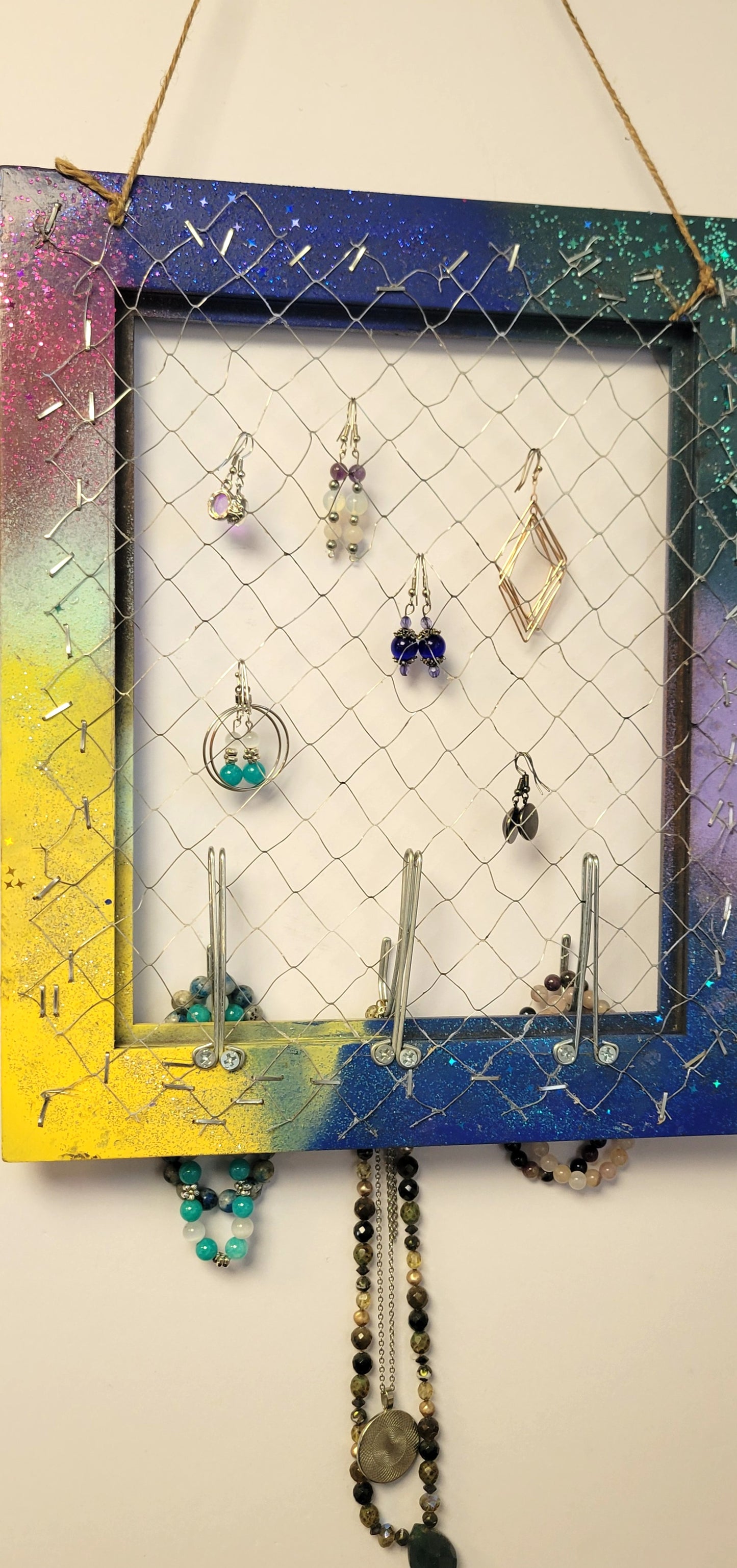 Jewelry organizer Upcycled photo frame
