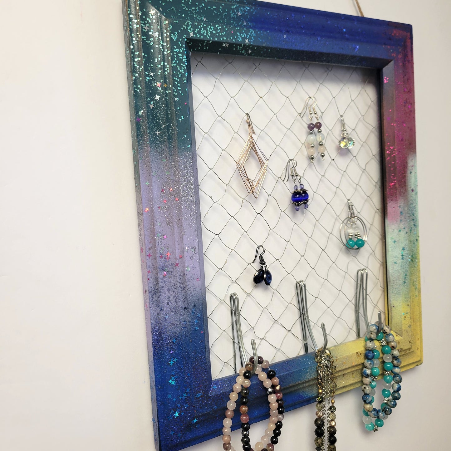 Jewelry organizer Upcycled photo frame