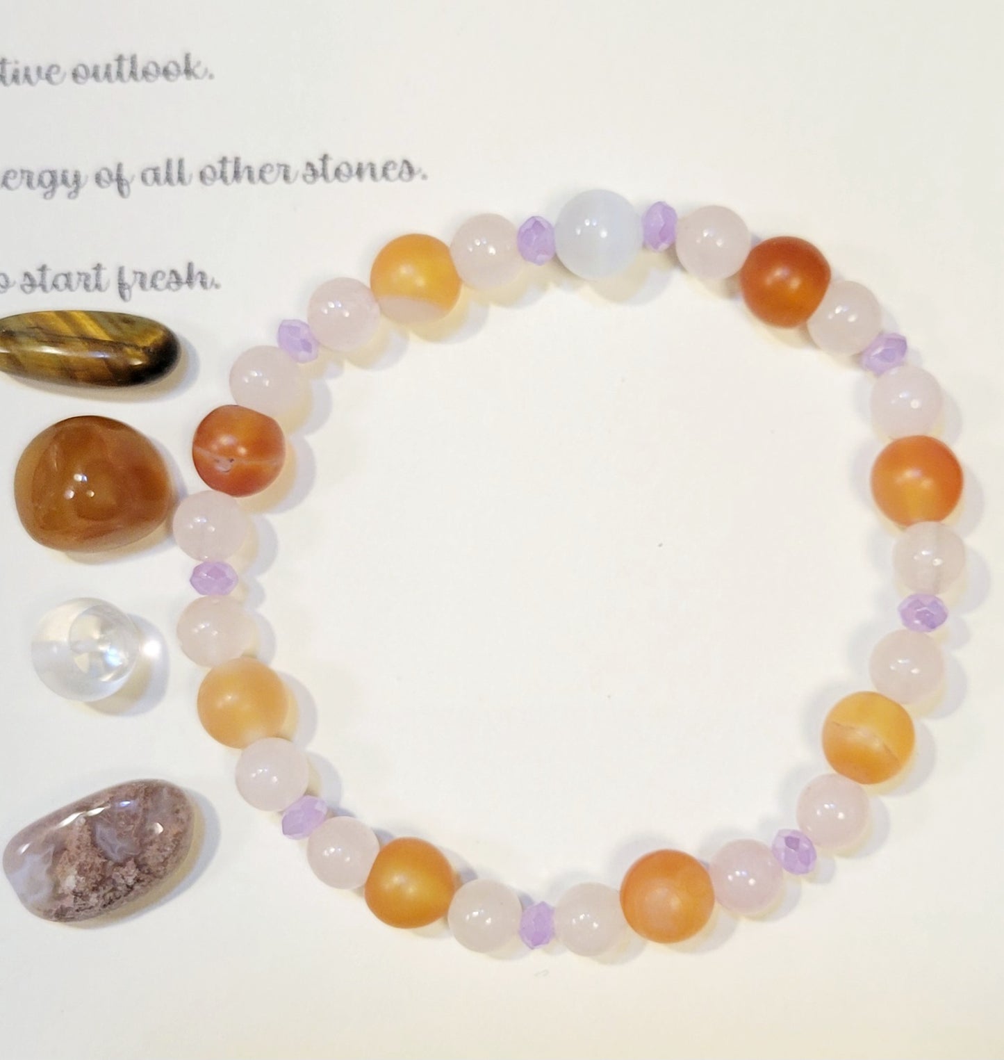 Gemstone Intention Beaded Bracelet With 4 Crystals & Intent Card| Metaphysical Healing