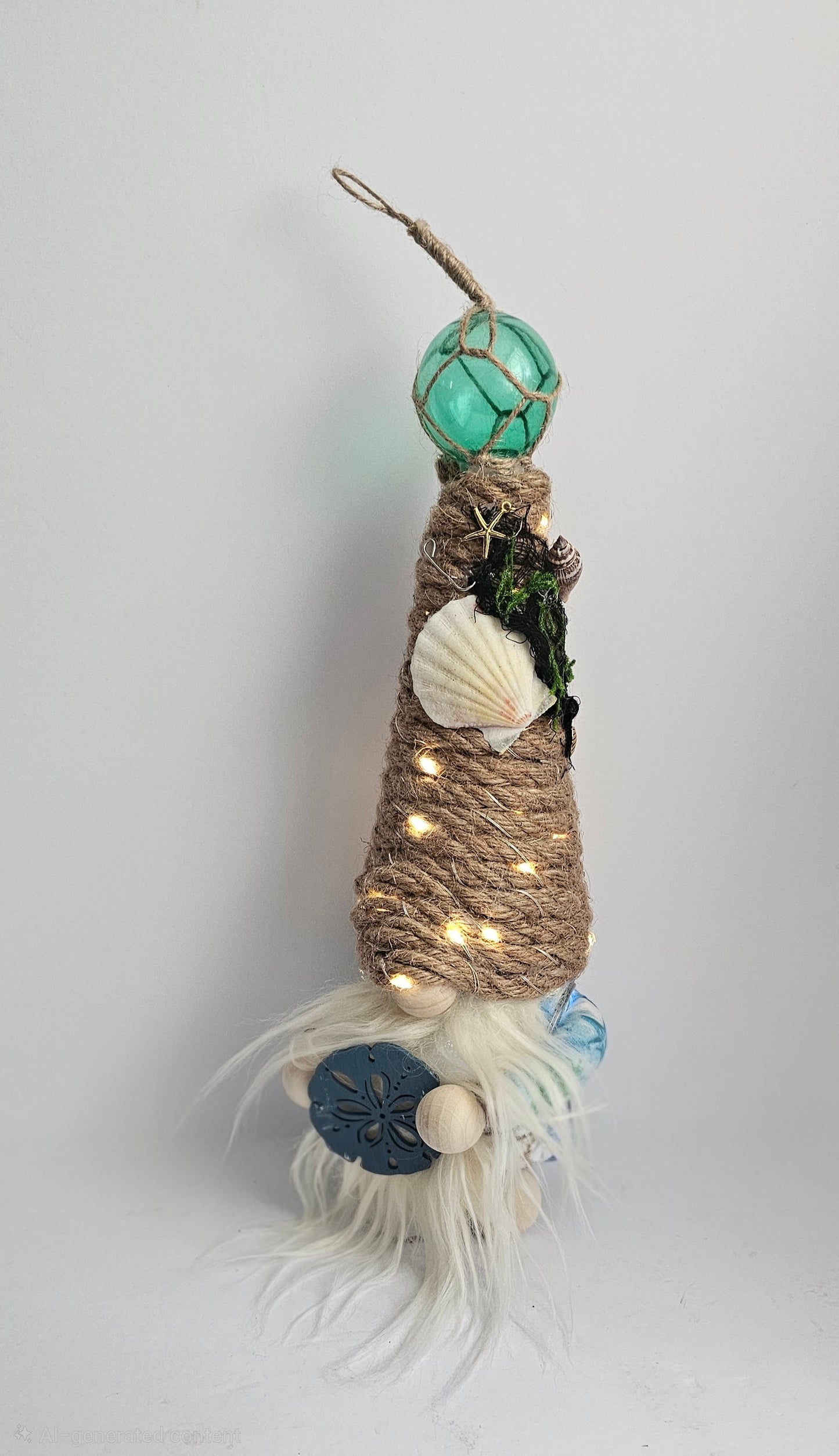 Light Up Gnome, Scented Gnome, Handmade OOAK Coastal Gnome, Fantasy Home Décor, Unique Gift