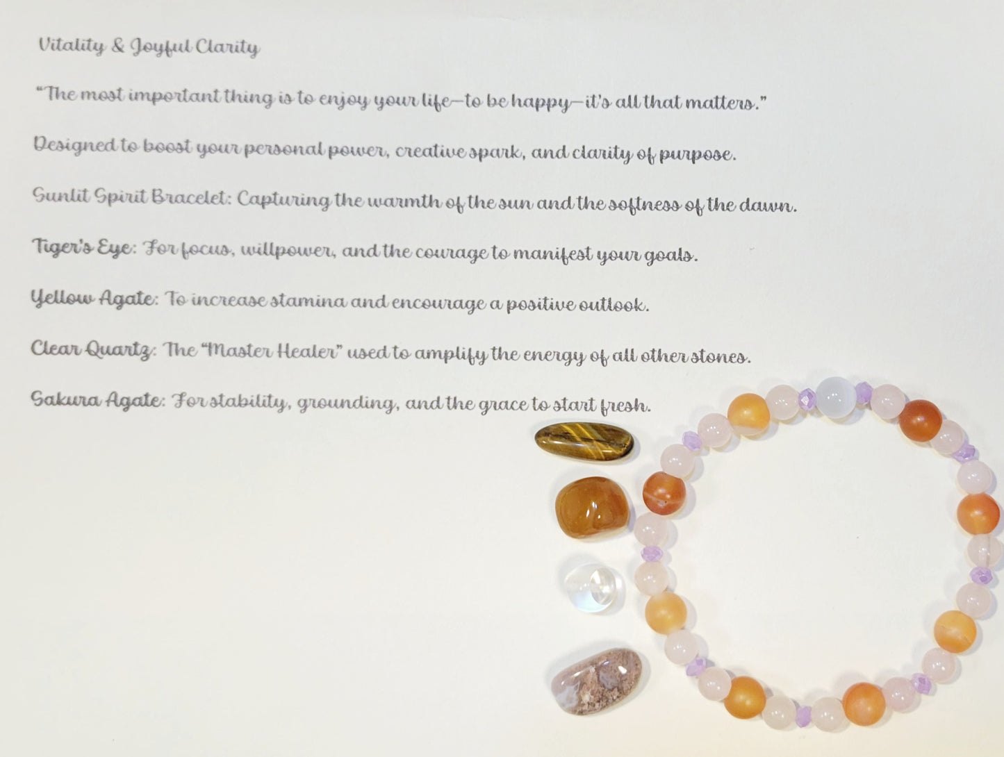 Gemstone Intention Beaded Bracelet With 4 Crystals & Intent Card| Metaphysical Healing