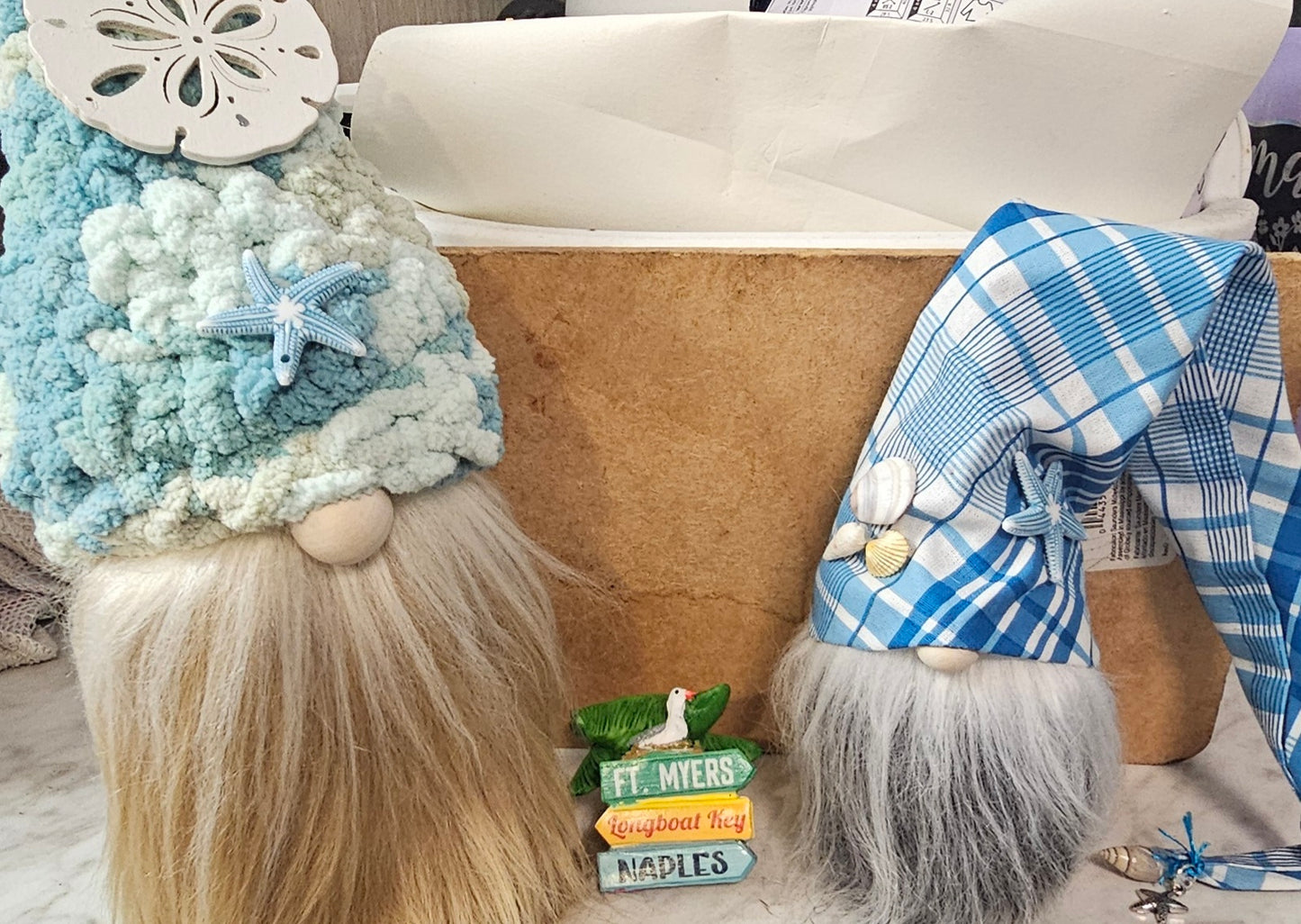 Scented Coastal Gnome Set -  Nautical Decor, Beach house Shelf Sitters