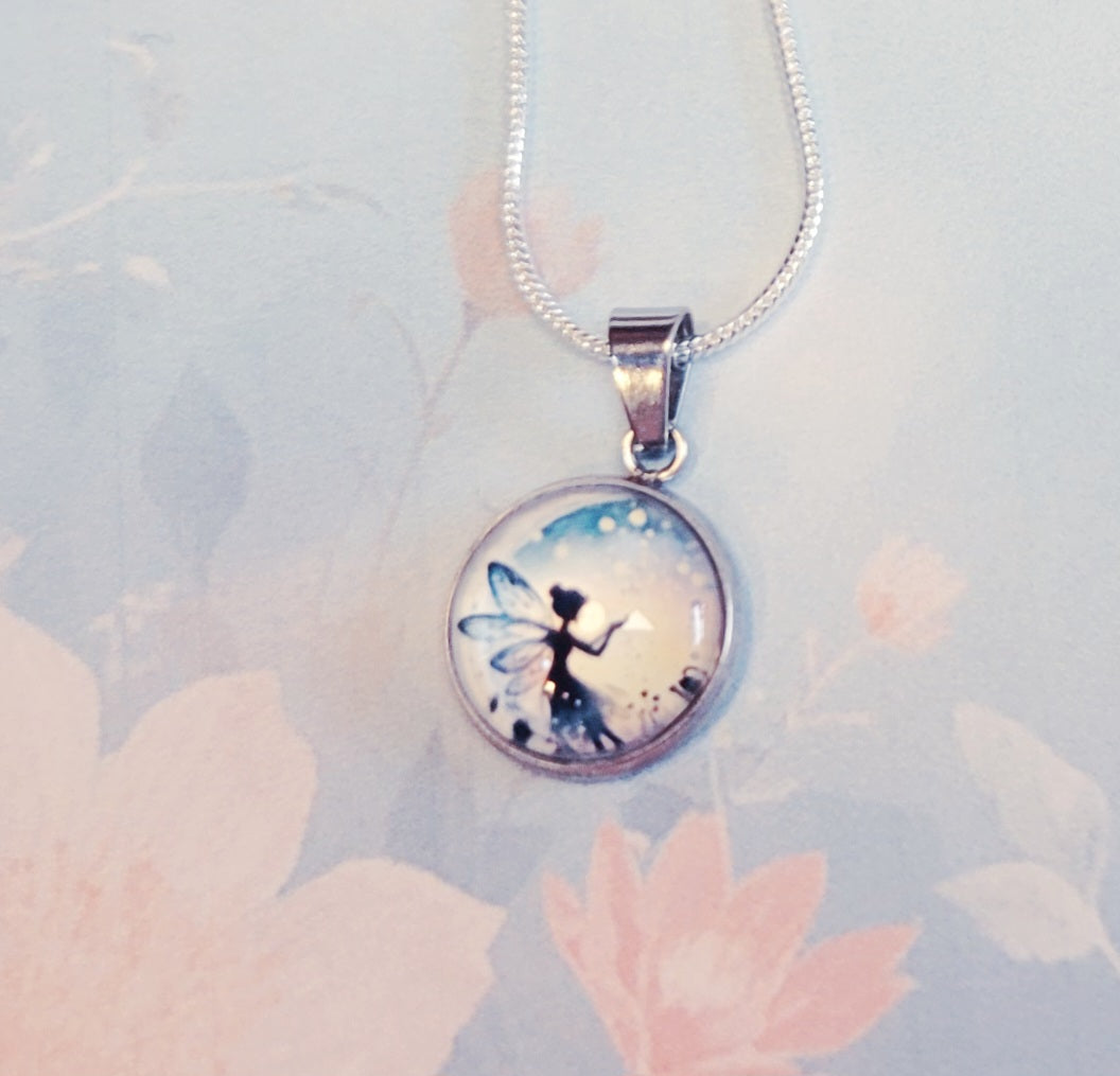 Hand crafted Fairy pendant necklace on 925 Sterling Silver chain