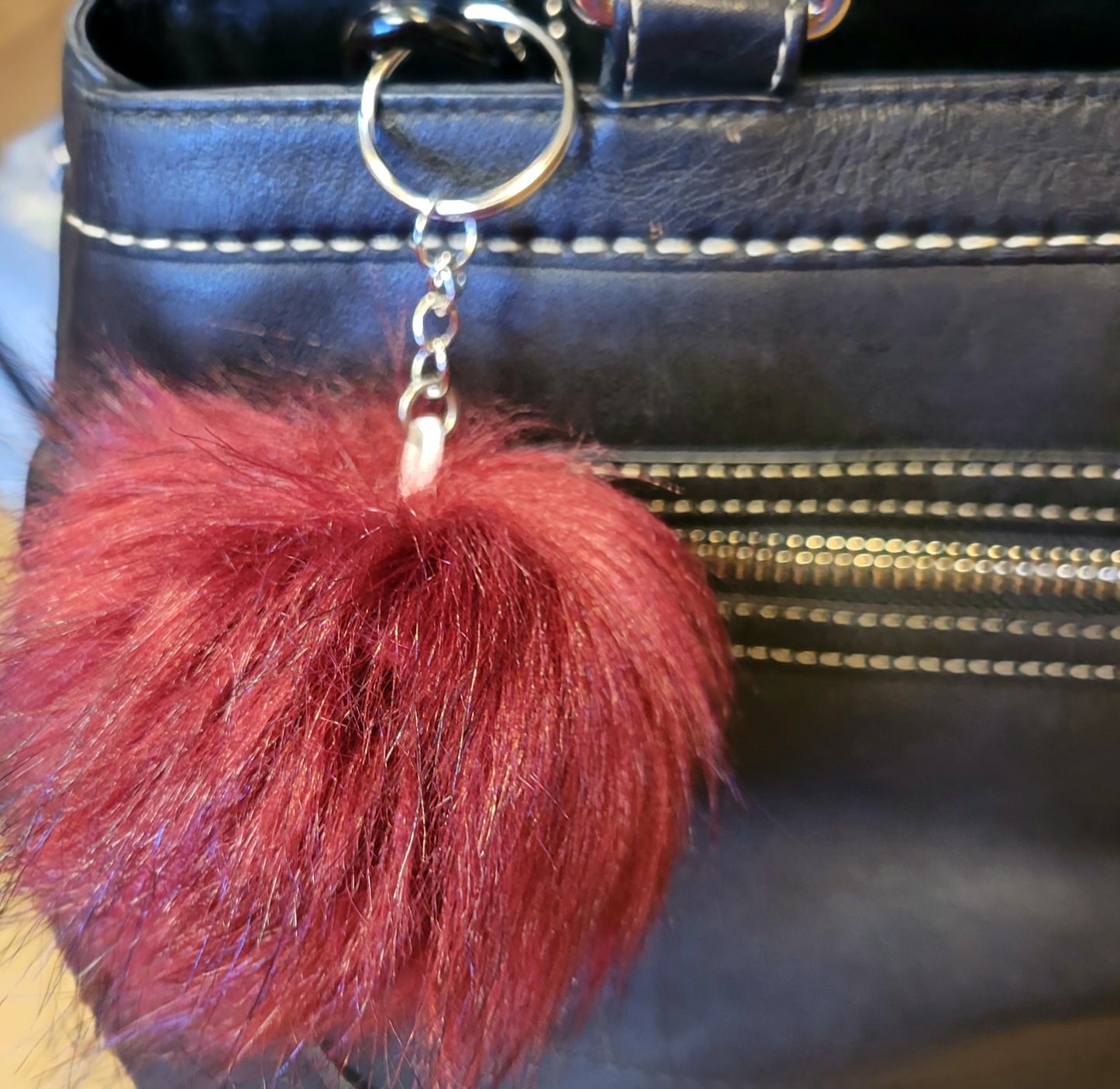 3-in faux fox fur keychains
